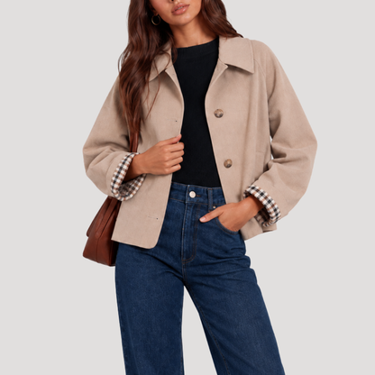 Women's Short Trench Jacket – Check Lining Mid-Season