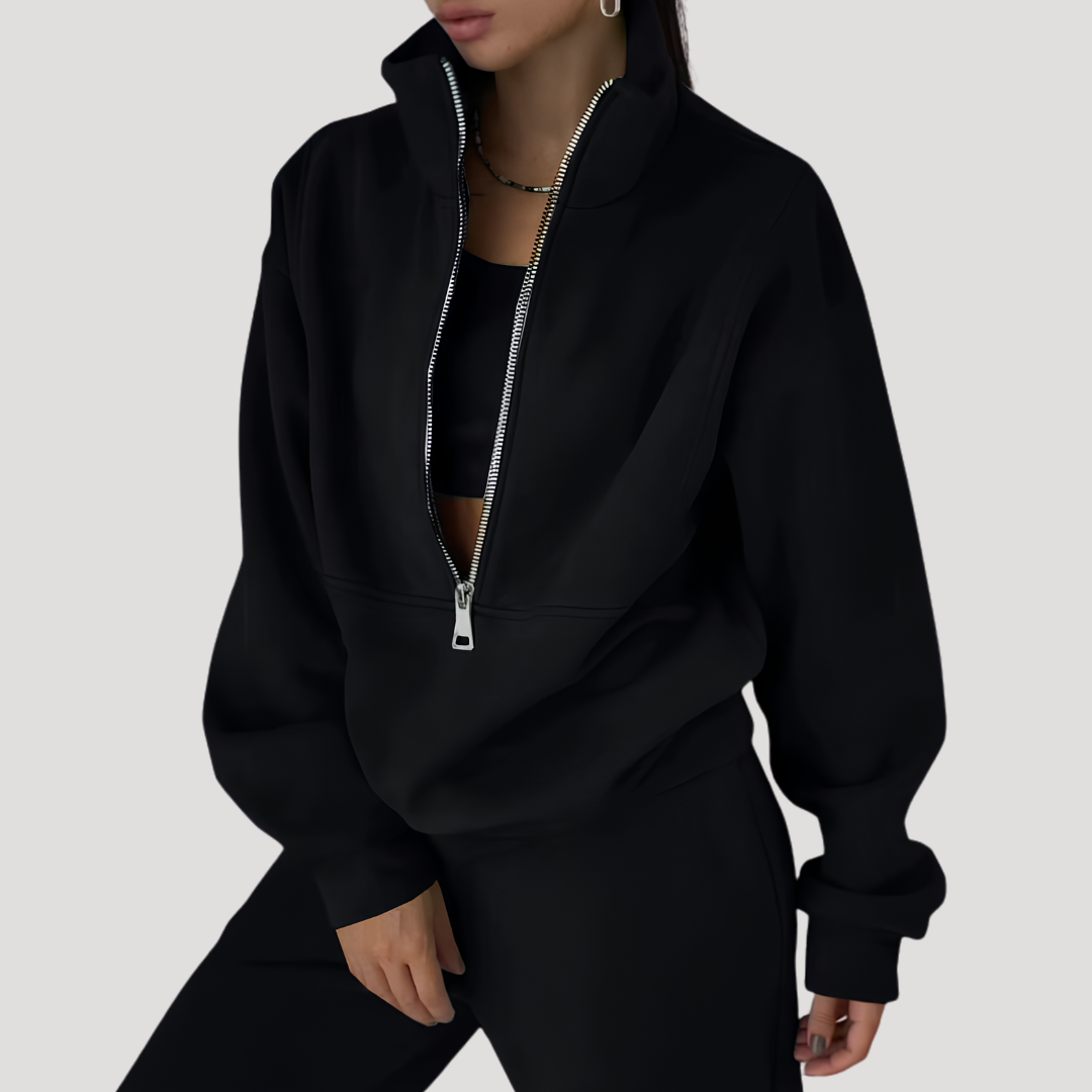 Women's Jogging Set – Half-Zip Sweatshirt and Trousers Tracksuit