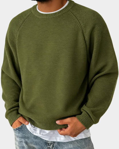 Men's Crew-Neck Jumper – Plain Knit Autumn Winter