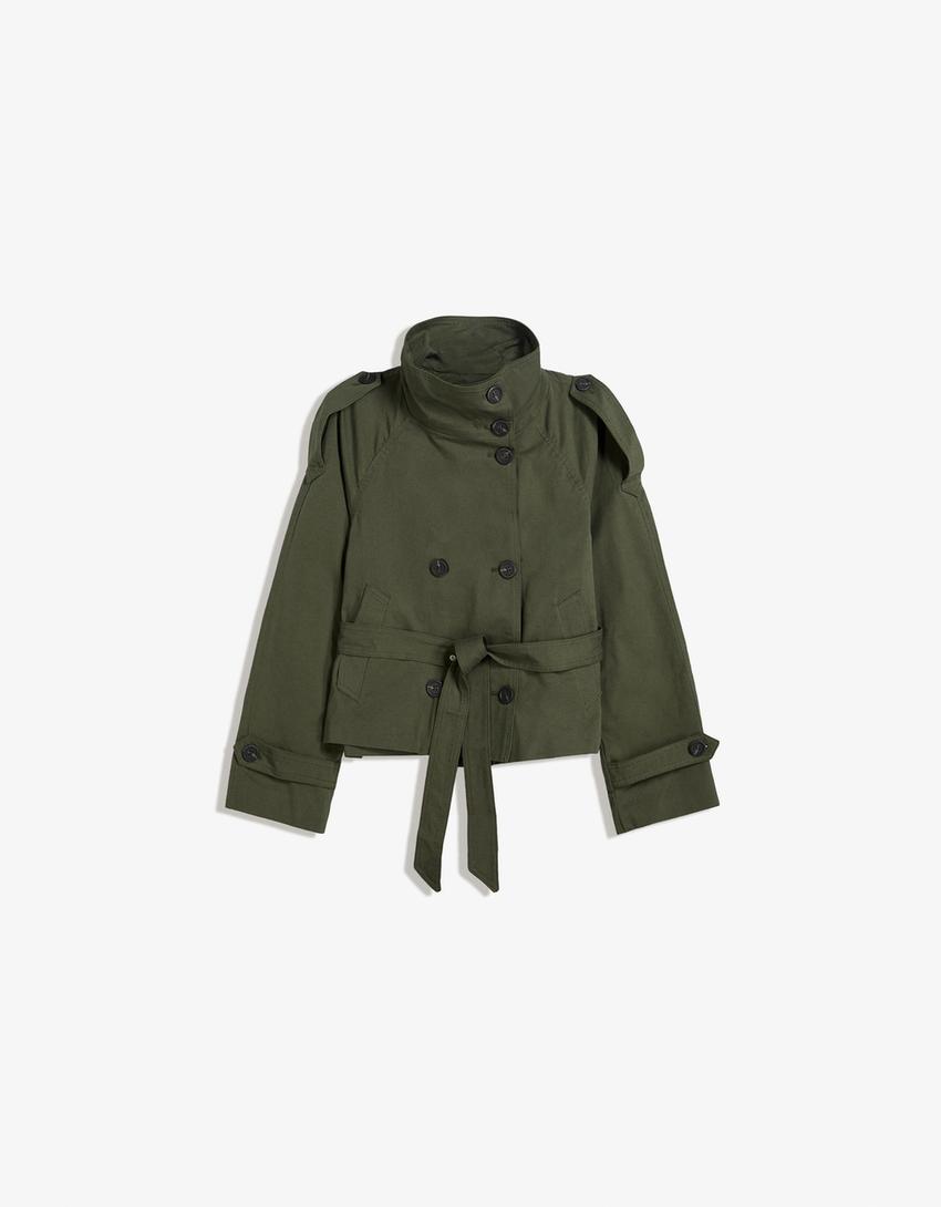 Women's Short Double-Breasted Trench Coat – Belted Trench