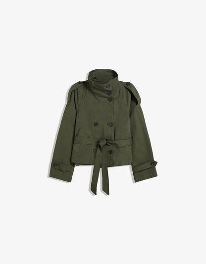 Women's Short Double-Breasted Trench Coat – Belted Trench