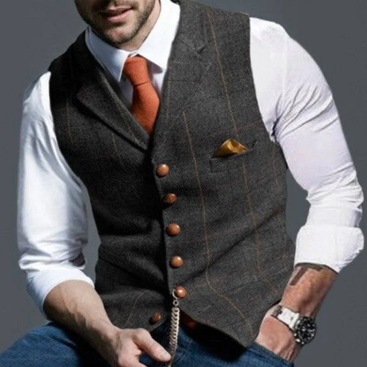 Men's Suit Waistcoat – Slim Fit Buttoned Sleeveless