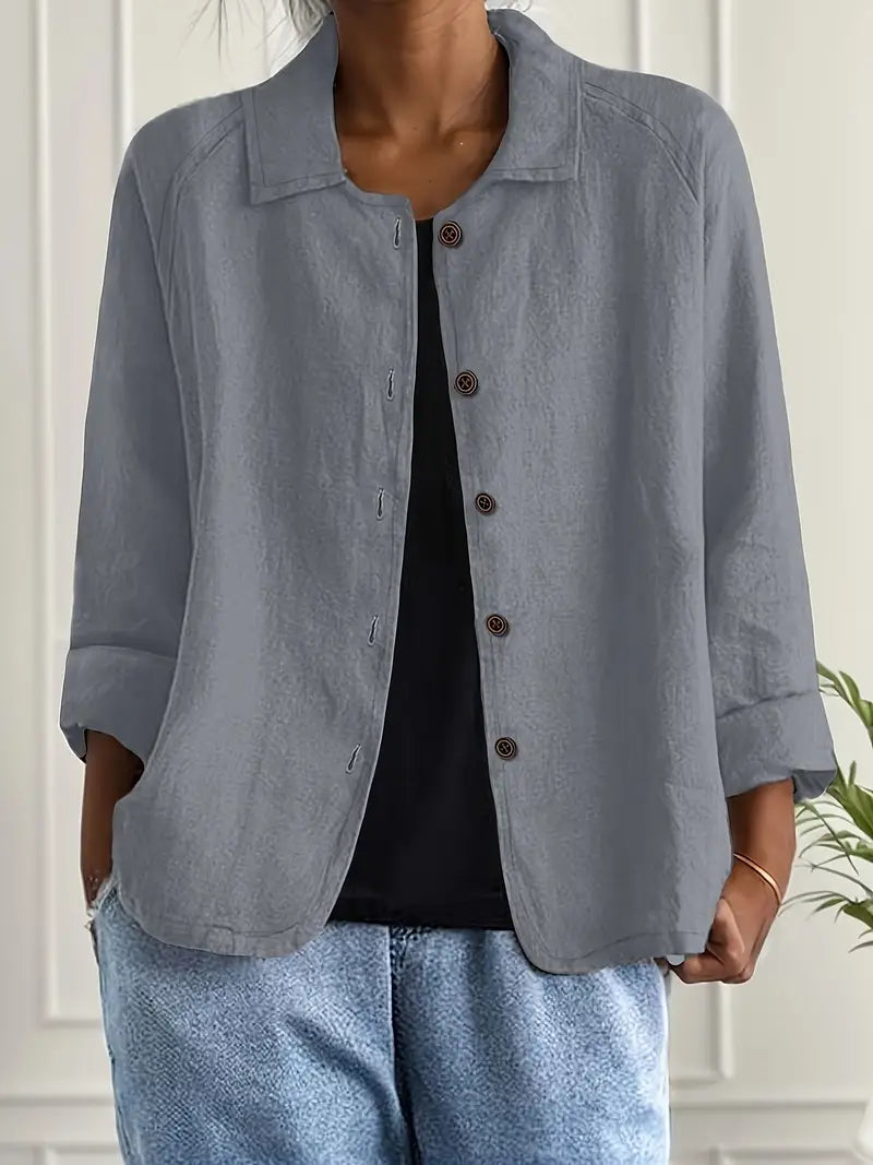 Women's Collared Button-Up Cardigan – Light Classic Cardigan