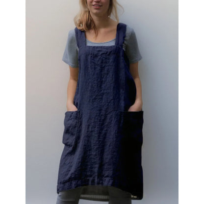 Women's Pinafore Dress with Pockets – Comfortable Dress, Plus Sizes