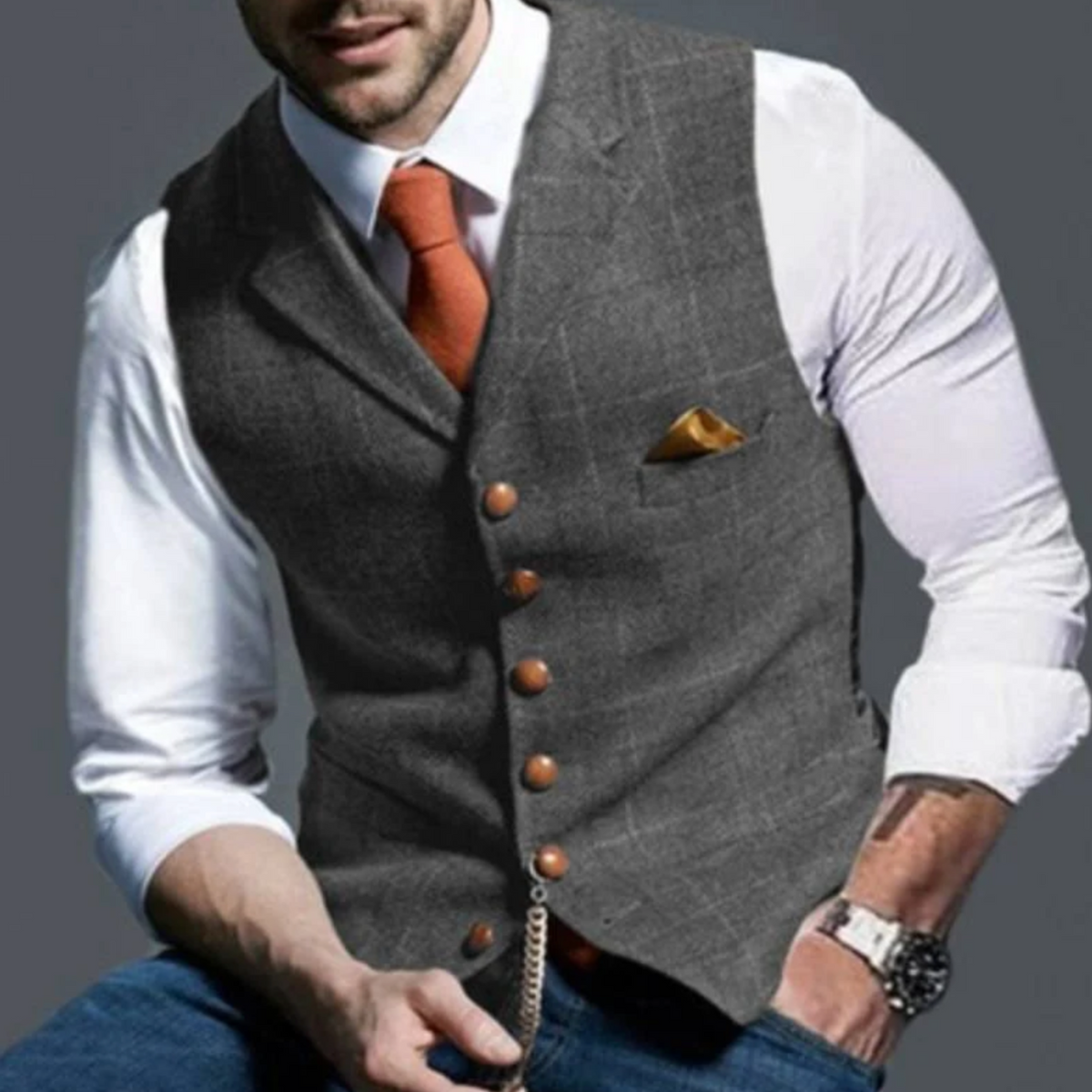 Men's Suit Waistcoat – Slim Fit Buttoned Sleeveless