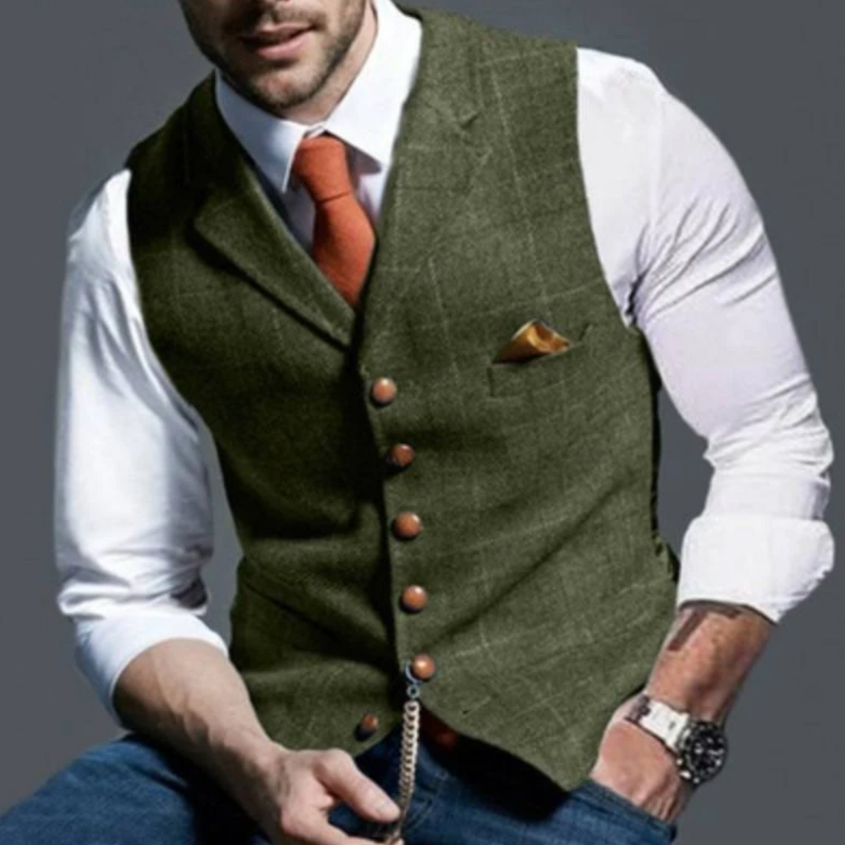 Men's Suit Waistcoat – Slim Fit Buttoned Sleeveless