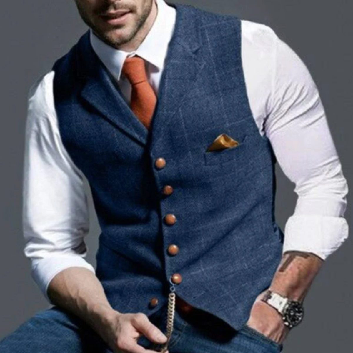 Men's Suit Waistcoat – Slim Fit Buttoned Sleeveless