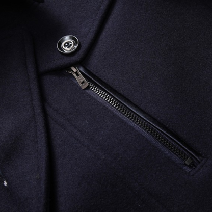 Men's Trench Coat – Wool Blend Mid-Length Military Overcoat with Scarf Collar