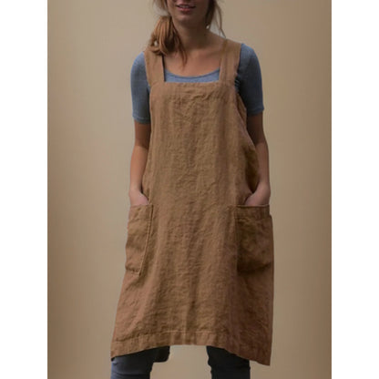 Women's Pinafore Dress with Pockets – Comfortable Dress, Plus Sizes