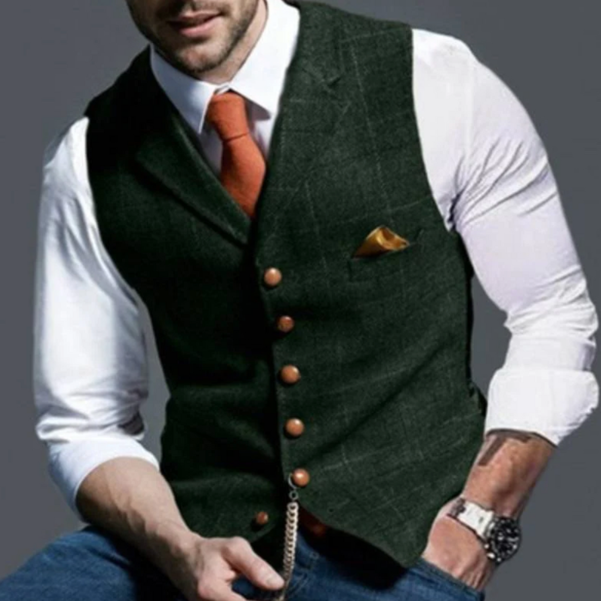 Men's Suit Waistcoat – Slim Fit Buttoned Sleeveless