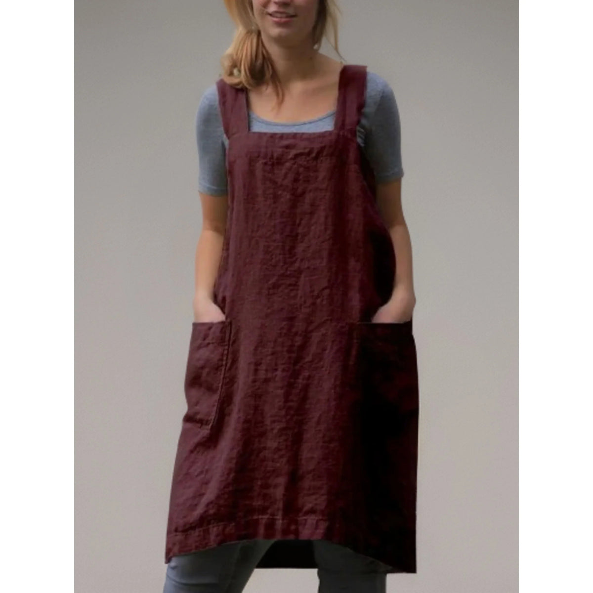 Women's Pinafore Dress with Pockets – Comfortable Dress, Plus Sizes