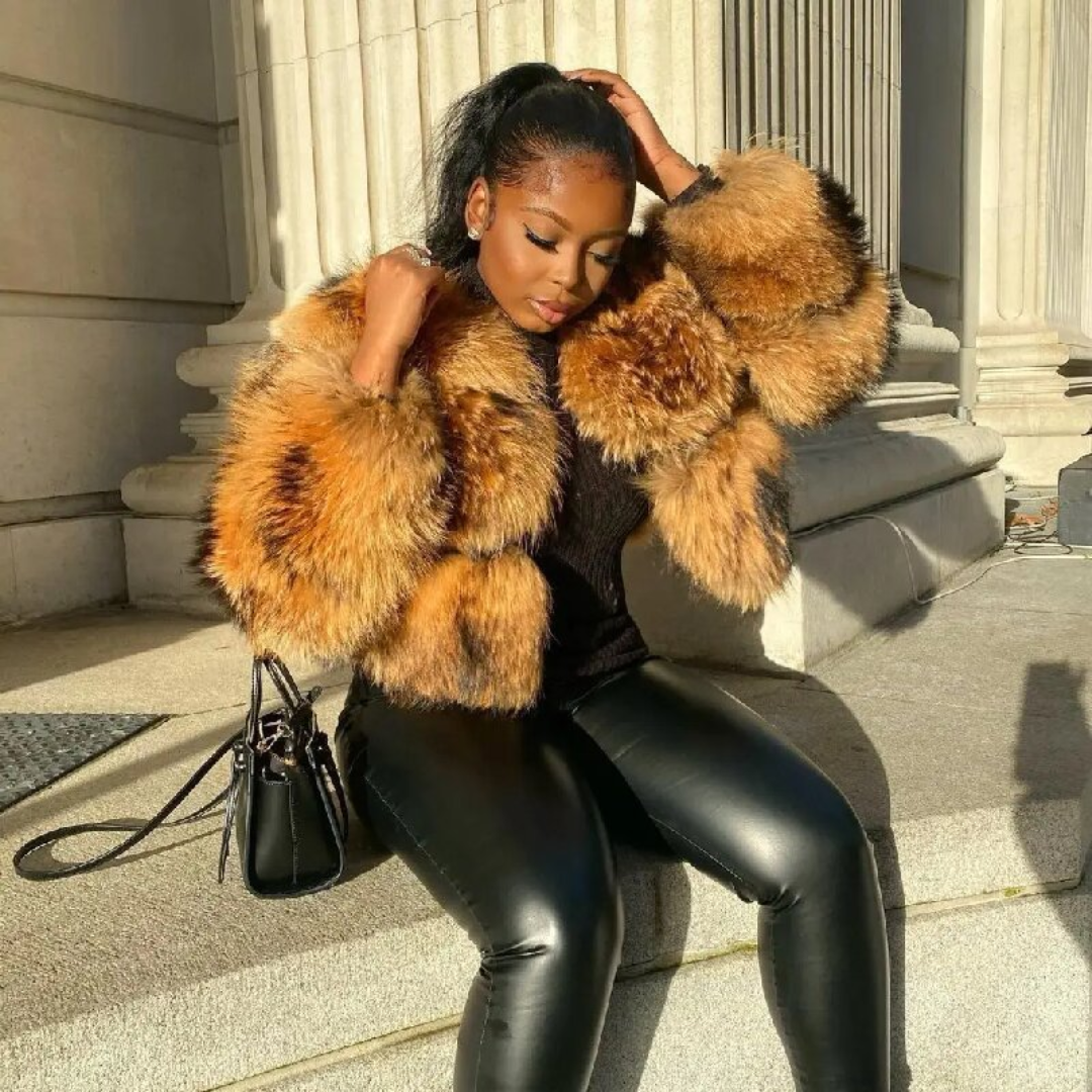 Women’s Faux Fur Boxed Panel Jacket