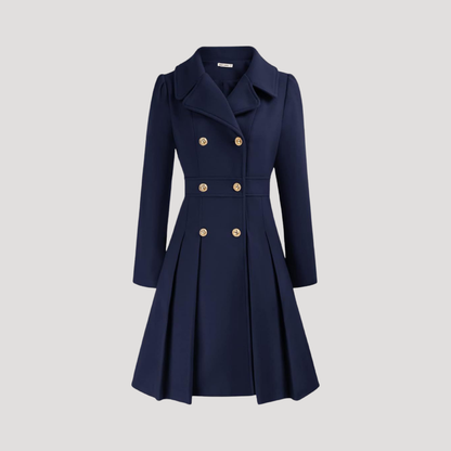 Women's Double-Breasted Coat in Dark Blue