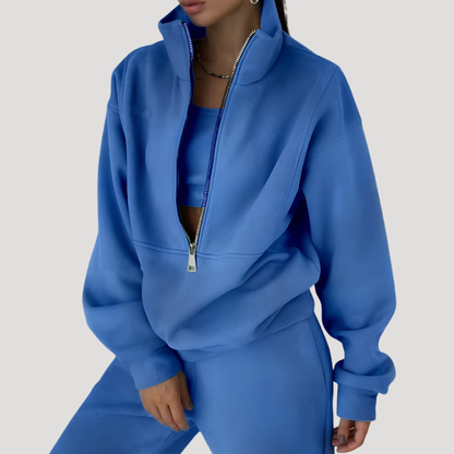 Women's Jogging Set – Half-Zip Sweatshirt and Trousers Tracksuit