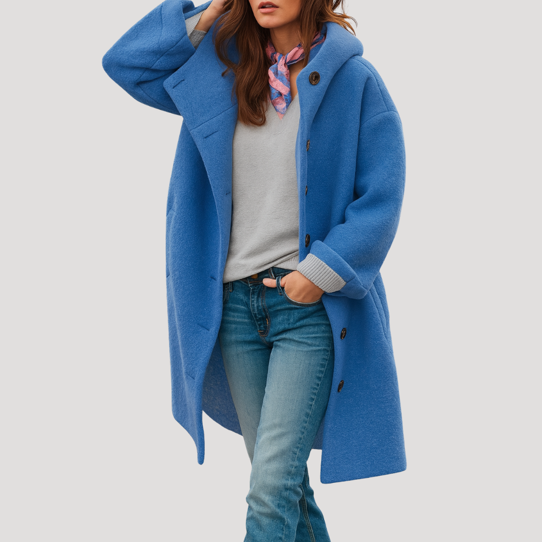 Women's Hooded Coat – Buttoned Comfortable Autumn Winter