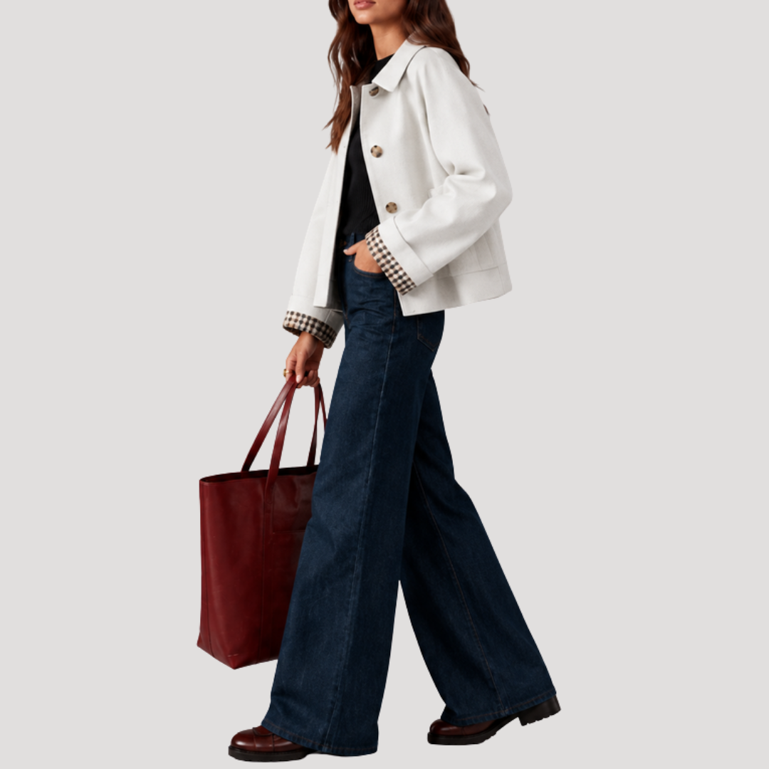 Women's Short Trench Jacket – Check Lining Mid-Season