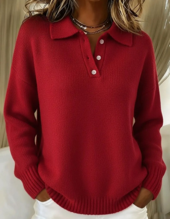 Women's Polo-Collar Jumper – Casual Knit