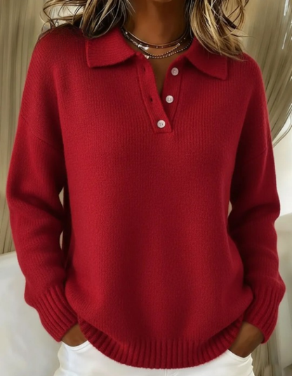 Women's Polo-Collar Jumper – Casual Knit