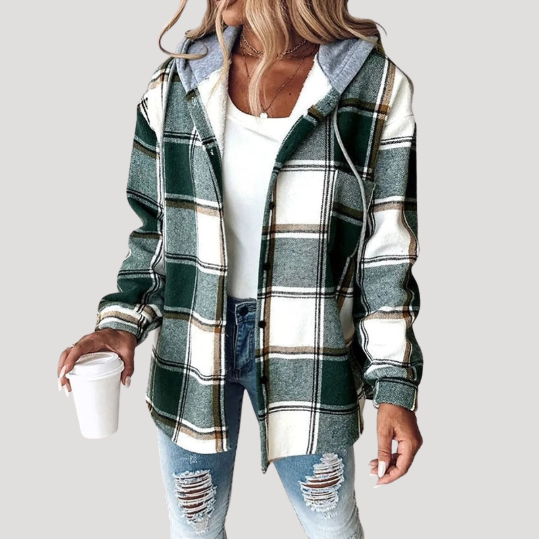 Women's Checked Jacket – Hooded Autumn