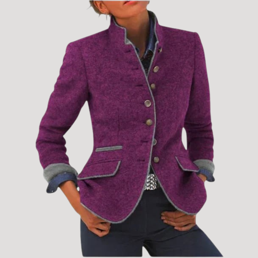 Women's Vintage Blazer – Buttoned Tailored Jacket