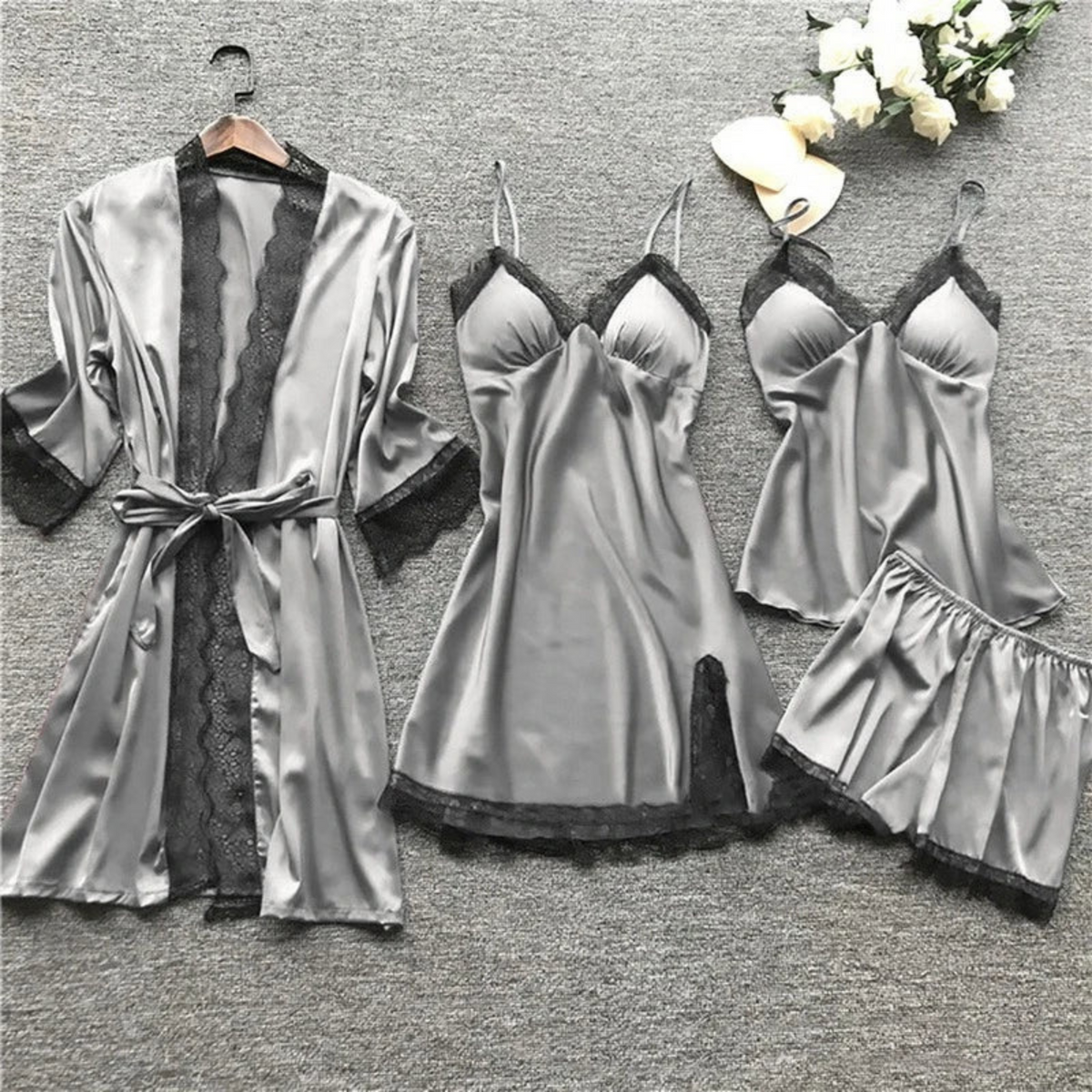 Women's Satin Pyjama Set – Soft Two-Piece Sleepwear