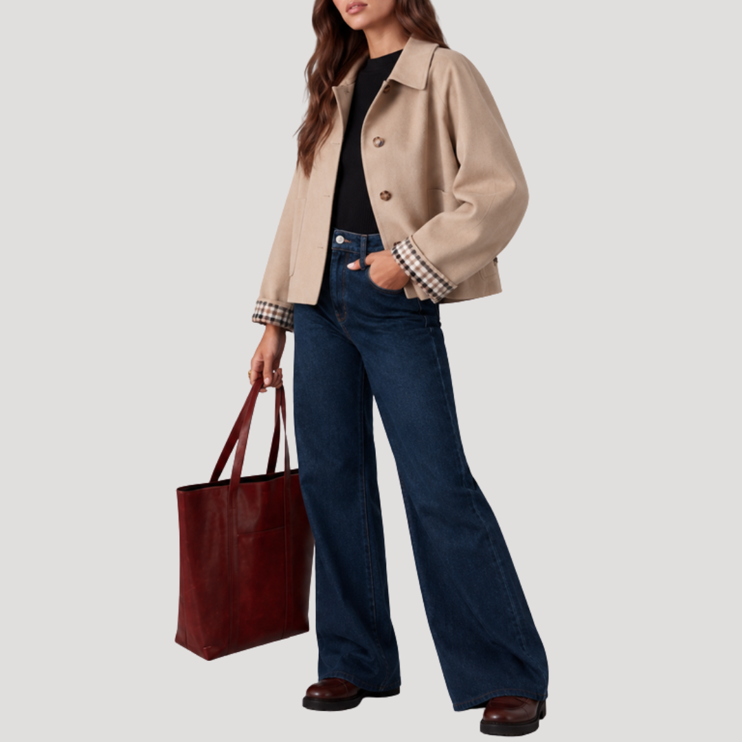 Women's Short Trench Jacket – Check Lining Mid-Season