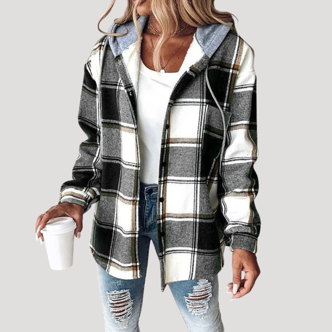 Women's Checked Jacket – Hooded Autumn