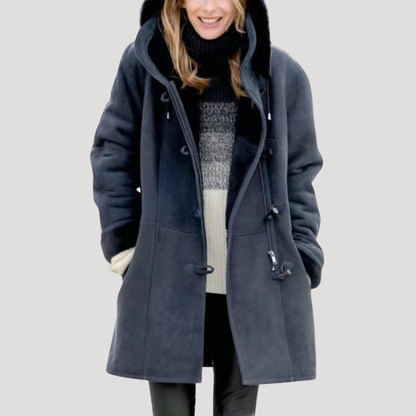 Women's Duffle Coat with Contrast Lining in Gray