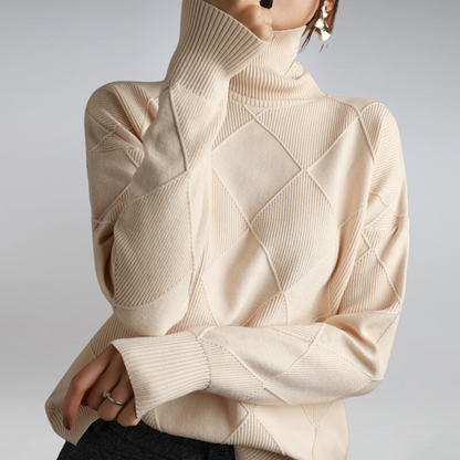Women's Soft Roll Neck Jumper – Warm Cashmere-Feel Winter Jumper