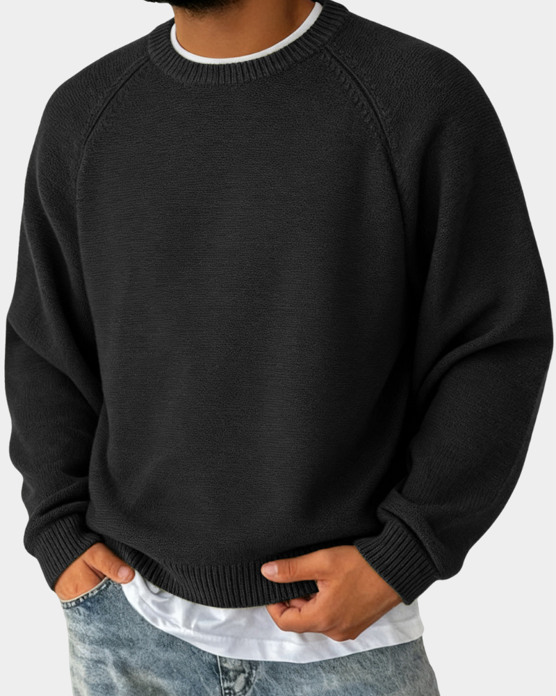 Men's Crew-Neck Jumper – Plain Knit Autumn Winter