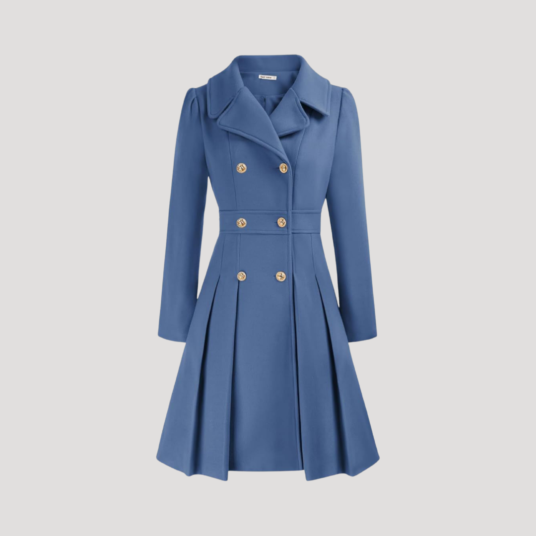 Women's Double-Breasted Coat in Gray Blue