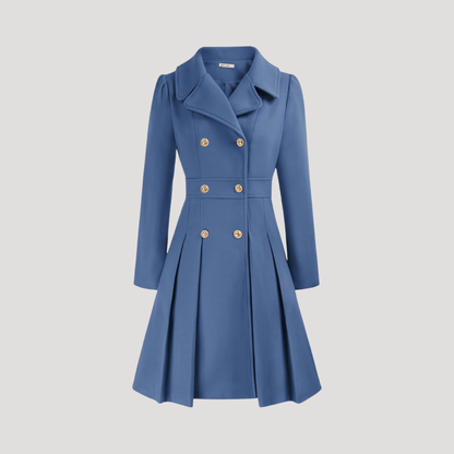 Women's Double-Breasted Coat in Gray Blue