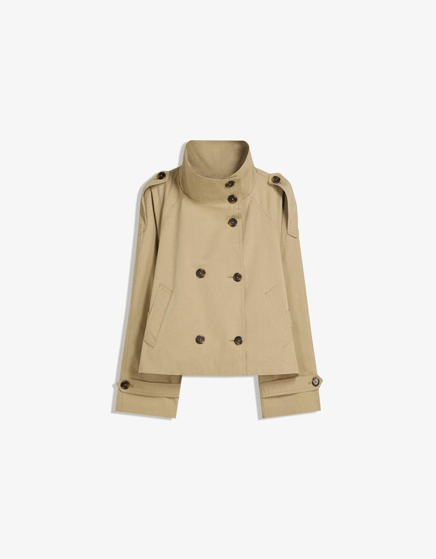 Women's Short Double-Breasted Trench Coat – Belted Trench