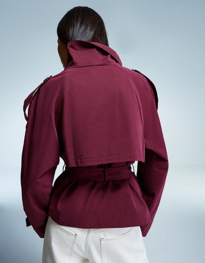 Women's Short Double-Breasted Trench Coat – Belted Trench