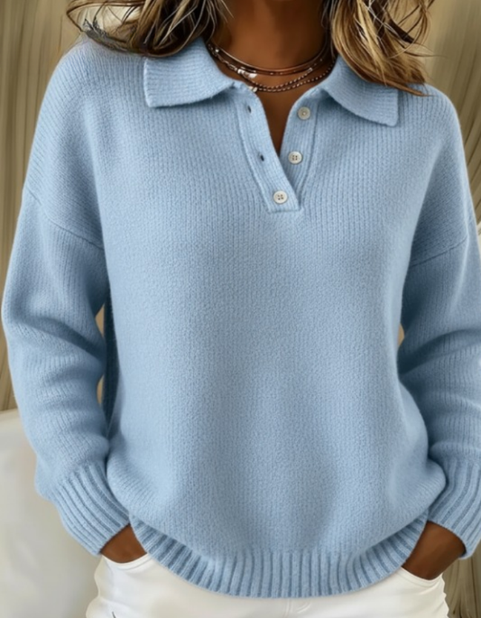 Women's Polo-Collar Jumper – Casual Knit