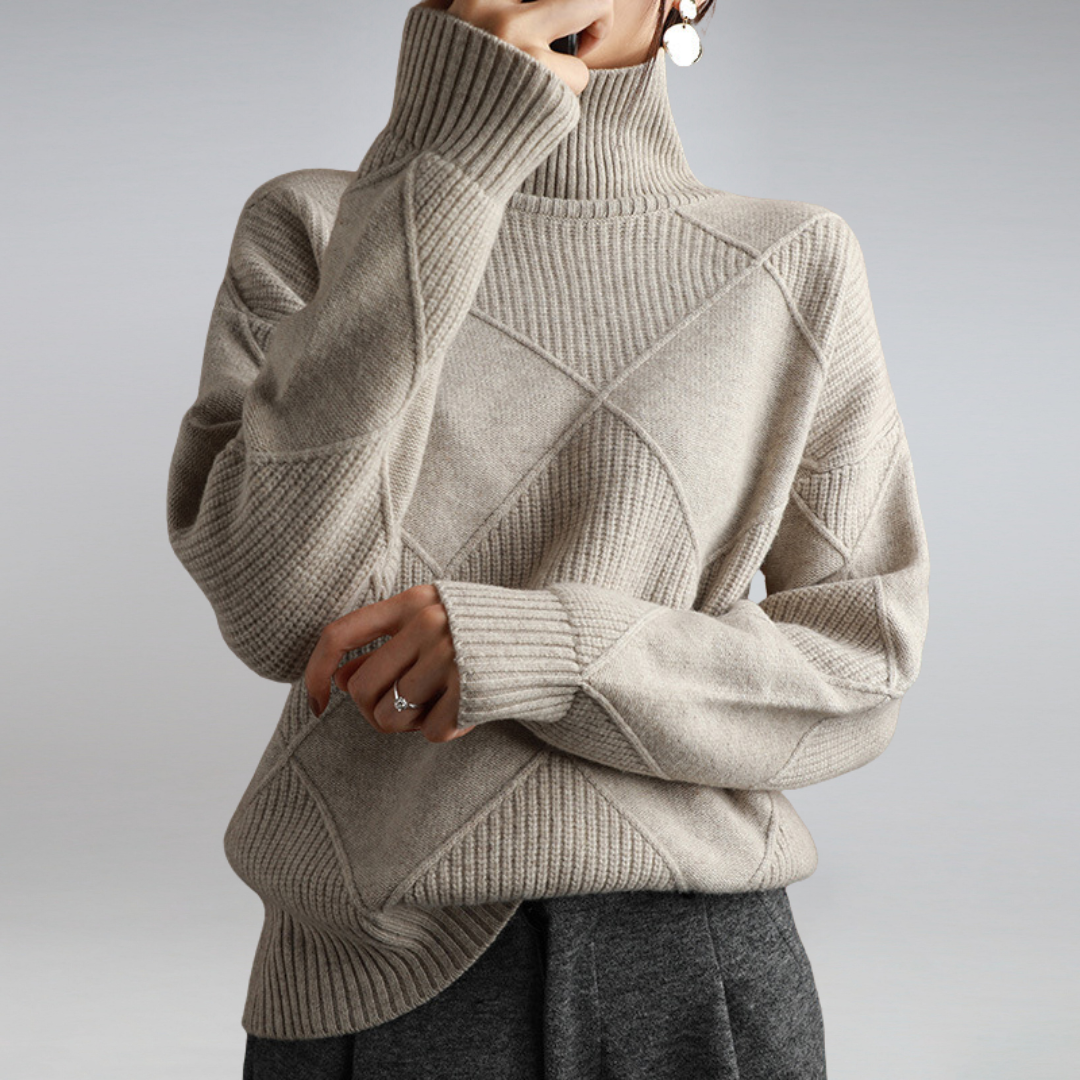 Women's Soft Roll Neck Jumper – Warm Cashmere-Feel Winter Jumper