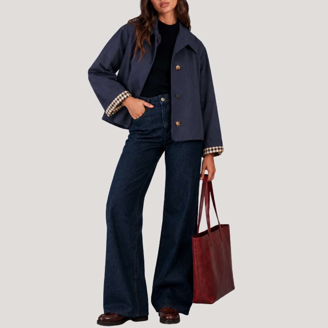Women's Short Trench Jacket – Check Lining Mid-Season