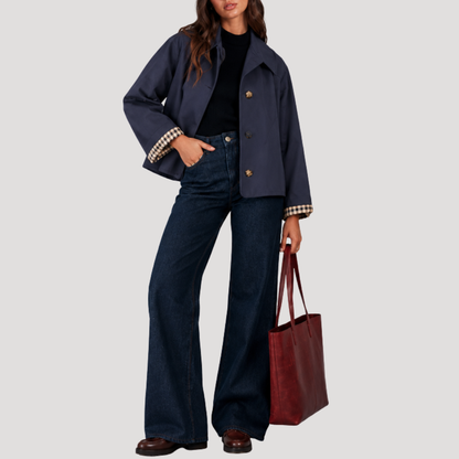 Women's Short Trench Jacket – Check Lining Mid-Season