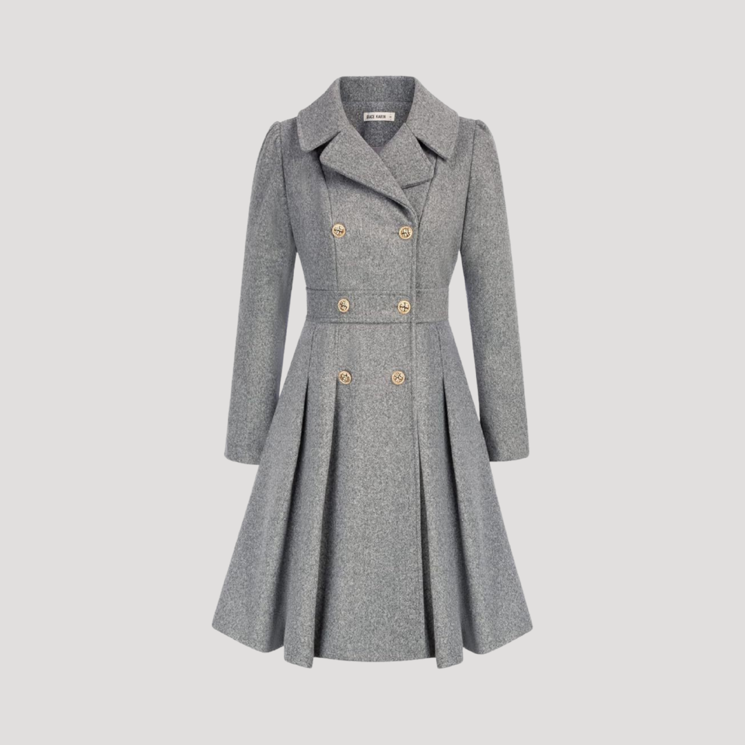Women's Double-Breasted Coat in Light Gray