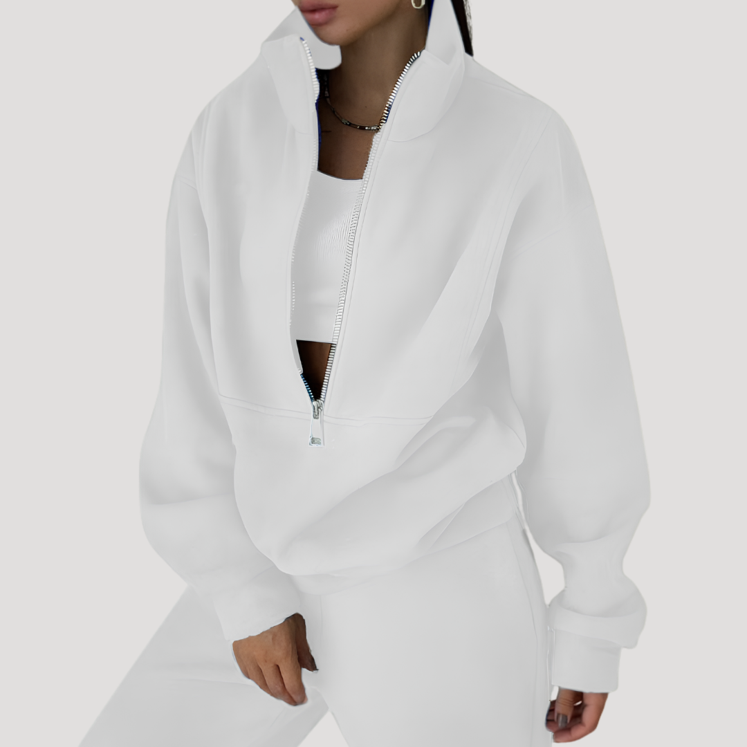 Women's Jogging Set – Half-Zip Sweatshirt and Trousers Tracksuit