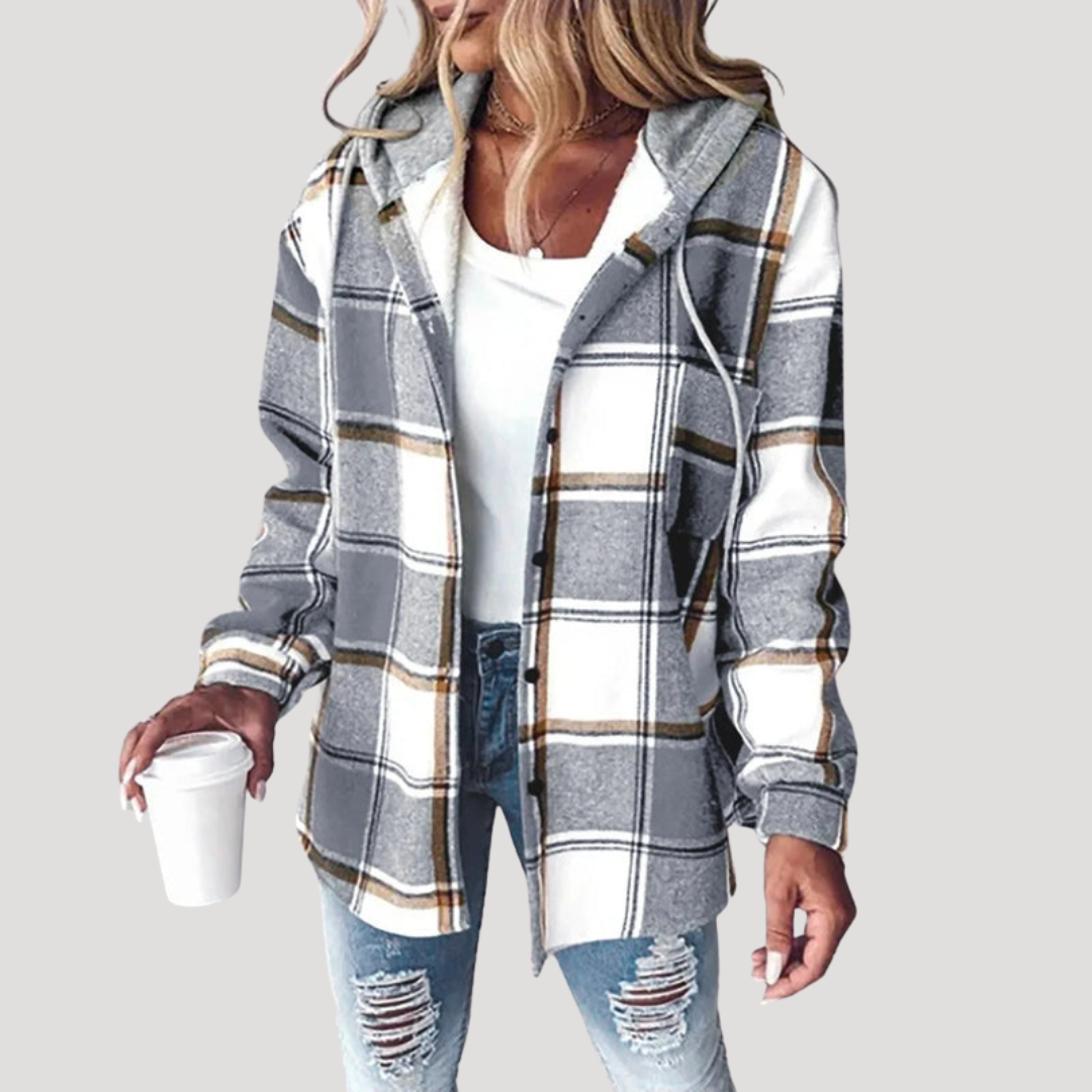 Women's Checked Jacket – Hooded Autumn