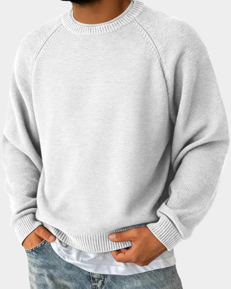 Men's Crew-Neck Jumper – Plain Knit Autumn Winter