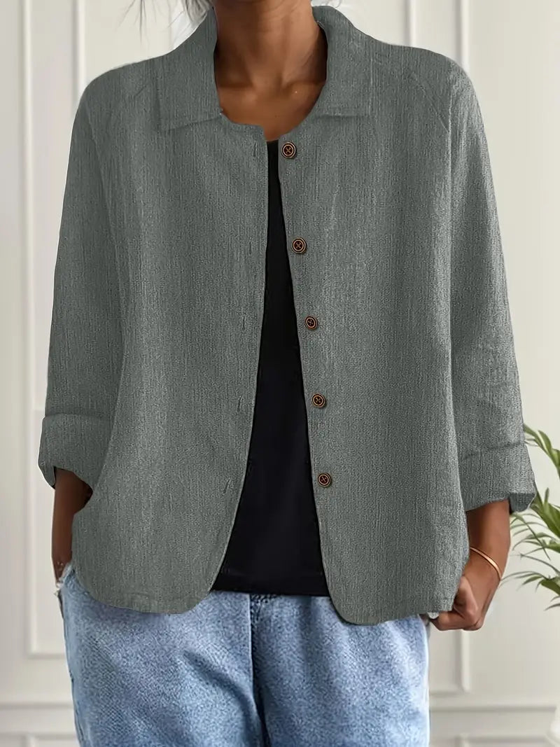 Women's Collared Button-Up Cardigan – Light Classic Cardigan