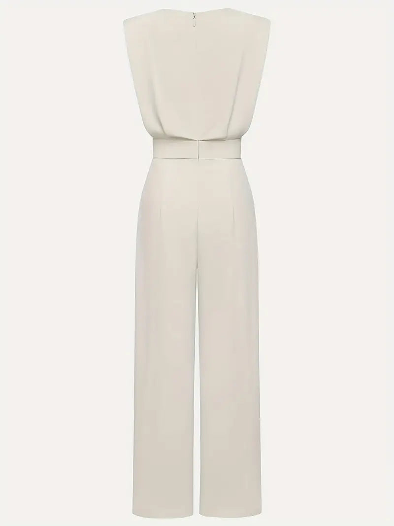 Women's Elegant Wide Leg Jumpsuit – Draped Jumpsuit