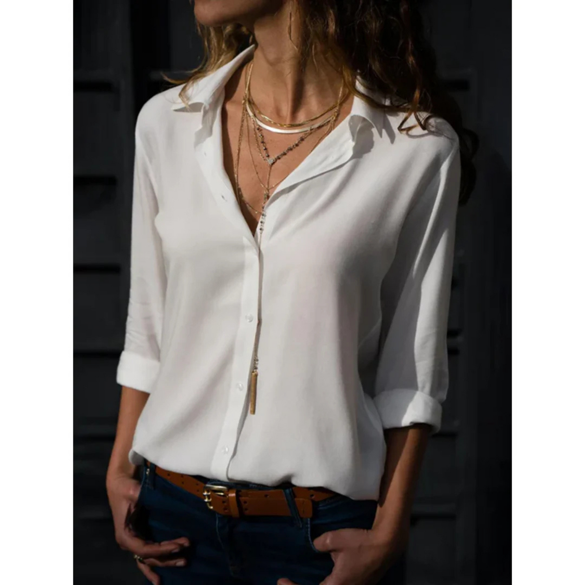 Women's Long Sleeve Button-Up Shirt – Classic Shirt