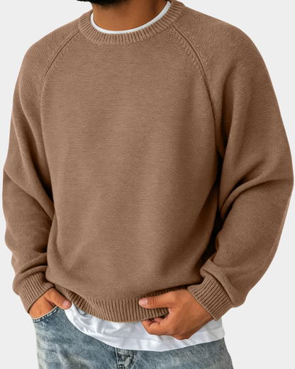 Men's Crew-Neck Jumper – Plain Knit Autumn Winter