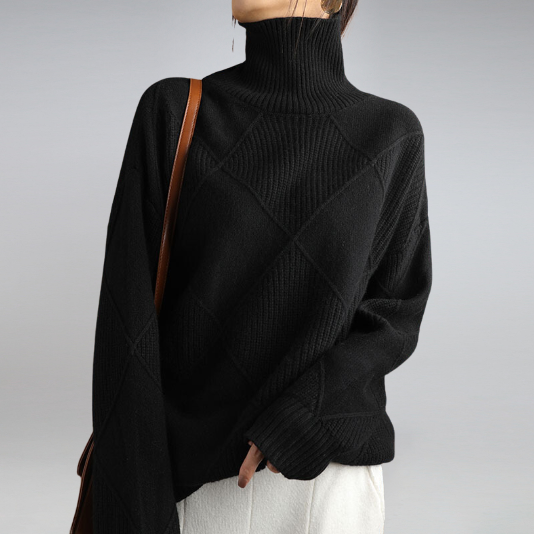 Women's Soft Roll Neck Jumper – Warm Cashmere-Feel Winter Jumper