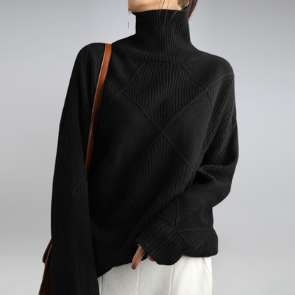 Women's Soft Roll Neck Jumper – Warm Cashmere-Feel Winter Jumper