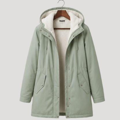 Women's Long Hooded Lined Parka in Mint Green