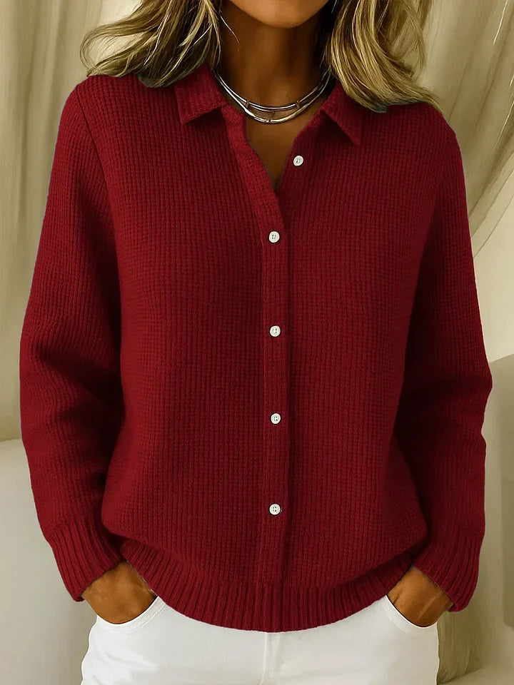 Women's Winter Cardigan – Knit with Collar